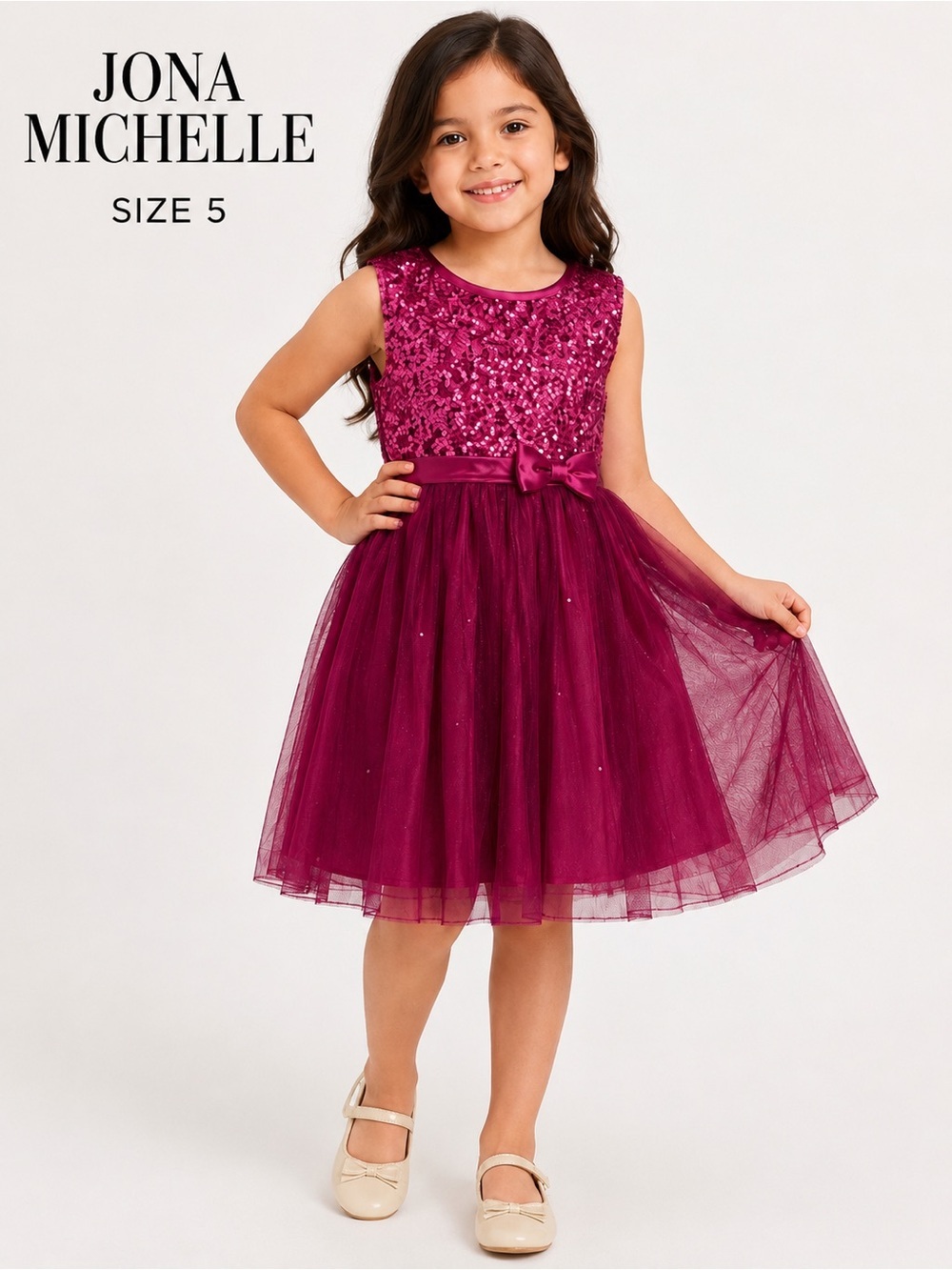 JONA MICHELLE girls beautiful fuchsia sequin fashion special occasion dress /5